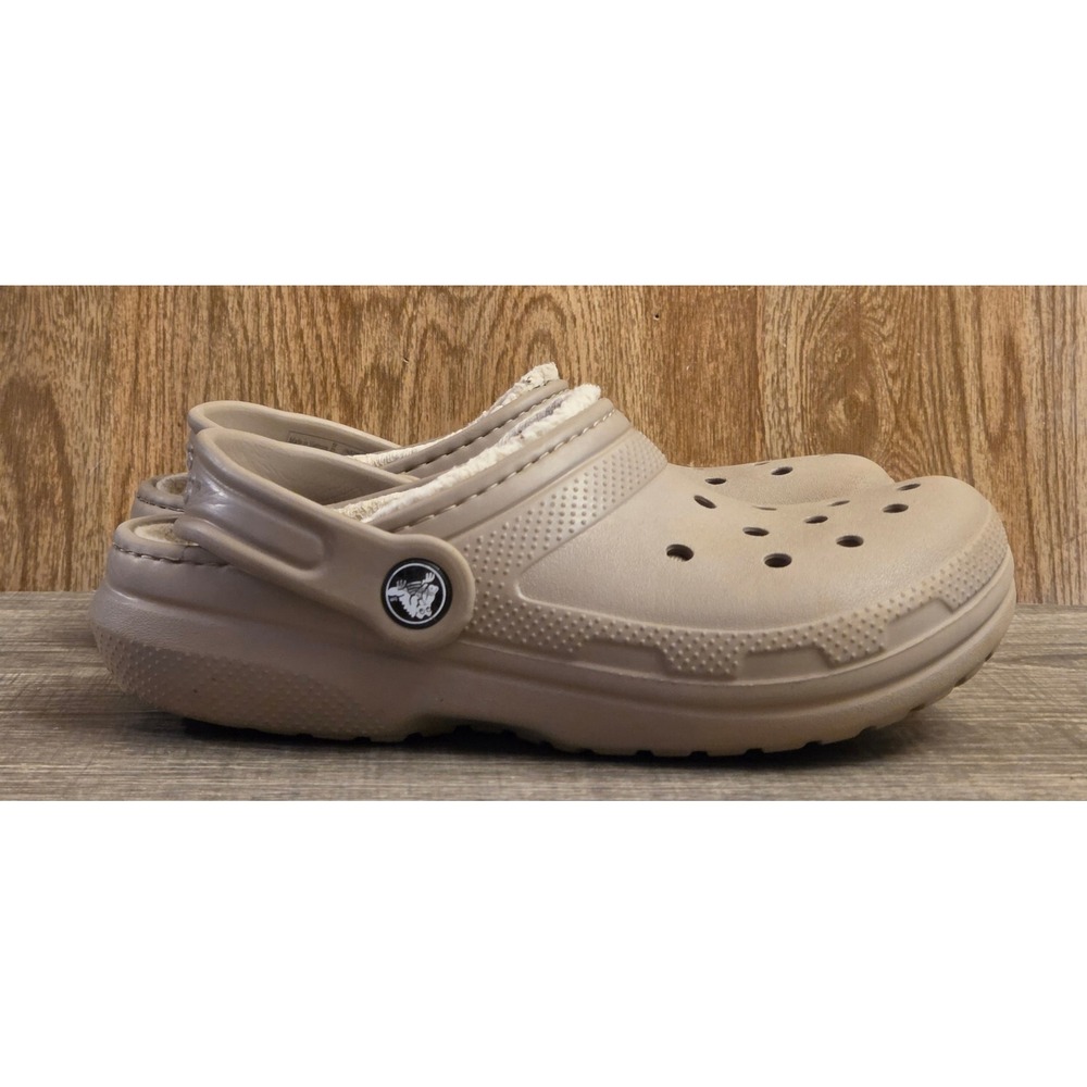 Crocs Classic Fur Lined Clogs Youth Size J2 Brown